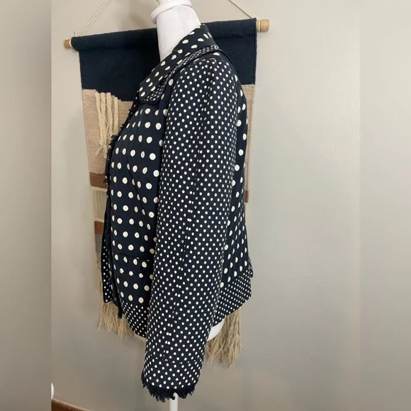 Tory Burch Polka Dots Tweed Textured Cotton Blend Light jacket/blazer sz 8 - Picture 3 of 11
